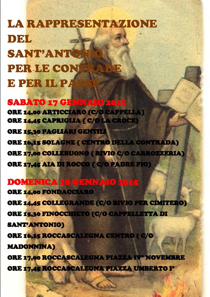 PROGRAMMA DI RAPPRESENTAZIONE DEL SANTANTONIO